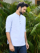 Blue Solid cotton Short Kurta