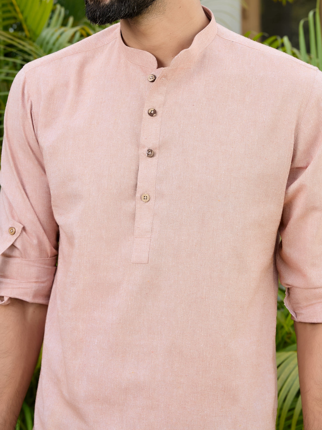 Men Pack Of 2 Brown & Blue Cotton Solid Short Kurta