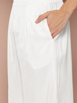 Men White Rayon Solid Pathani Sets
