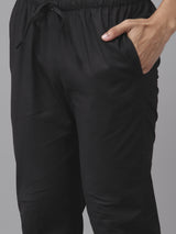 Men Black and White Strip Printed Kurta With pyjama