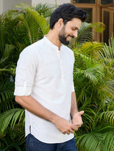 Cream Deluxe Cotton Short Kurta