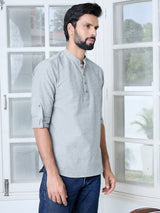 Gray Solid cotton Short Kurta