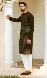 Men Twilight Elegance Chanderi Silk Sequins Kurta