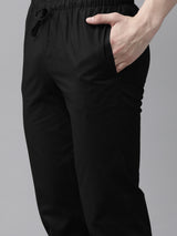 Men Black Floral Embroidered Sequins Rayon Kurta With pyjama