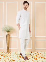 White Cotton Pintuck Straight Kurta