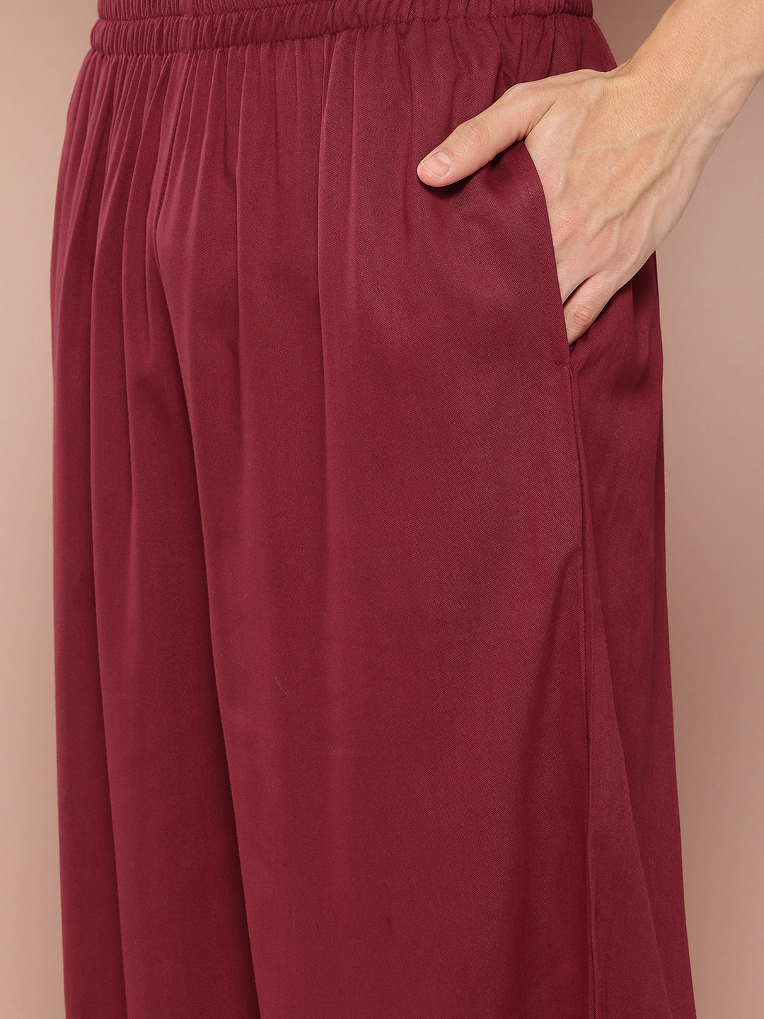 Men Maroon Rayon Solid Pathani Sets