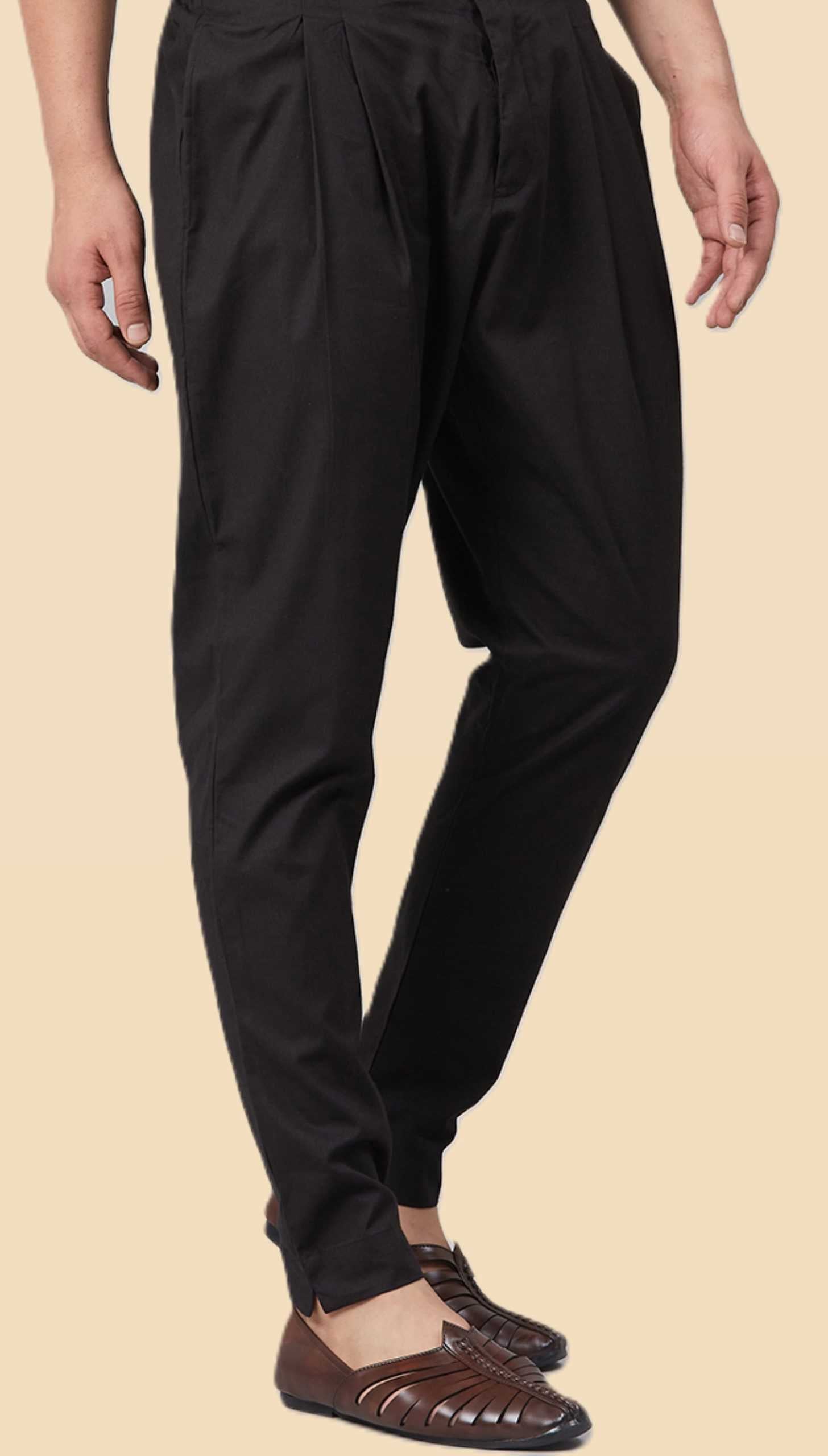 Men Black Solid Trouser Style Pant