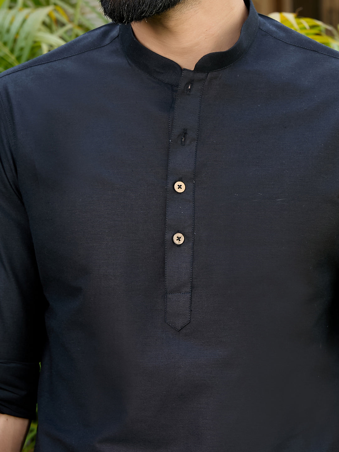 Men Pack Of 2 Turquoise Blue & Black Cotton Solid Short Kurta