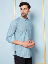 Men Multi Printed Cotton Short Kurta