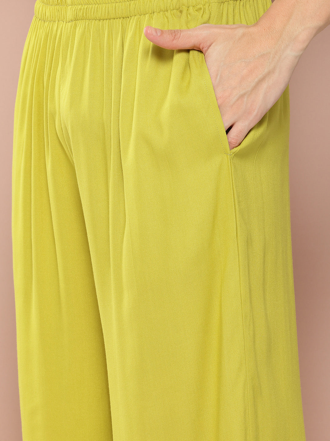 Men Lime Green Rayon Solid Pathani Sets