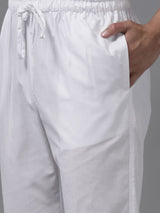 Men Blue Regular Pure Cotton Pathani Printed Men's Kurta With White Salwar