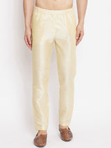 Men Olive Regular Pure Cotton Pathani Kurta With Gold Pyjama
