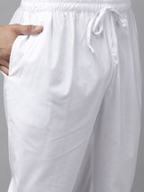 Men Indigo Regular Pure Cotton Pathani Printed Men's Kurta With White Salwar