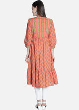 Women Coral Printed Dress