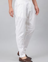 Men White Pajama & Trouser Pack Of 2 Solid Cotton Combo Pajama