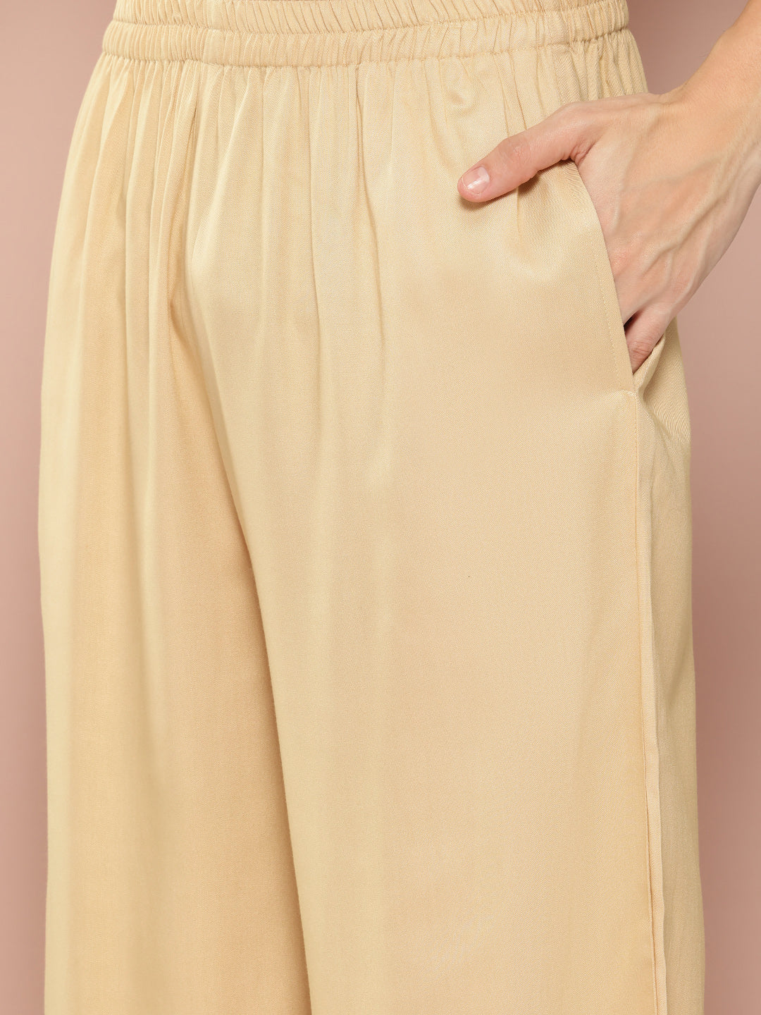 Men Beige Rayon Solid Pathani Sets