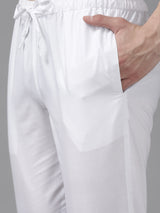 Riwaat.com Men White Pure Cotton Chikankari Embroidered Straight Kurta With Pajama Riwaat Chikankari Cotton Embroidered