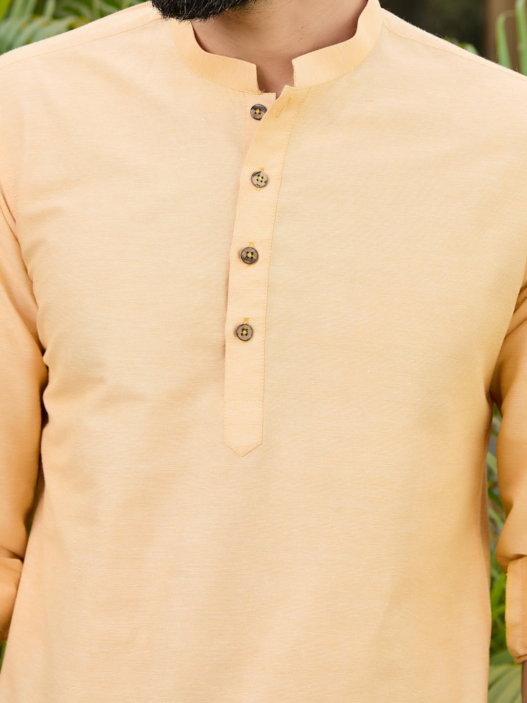 Men Pack Of 2 Peach & White Deluxe Cotton Solid Short Kurta