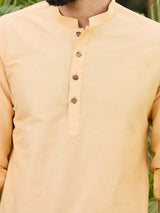 Men Pack Of 2 Peach & White Deluxe Cotton Solid Short Kurta