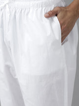 Men Peach Cotton Straight Kurta with Slub Effect With Pajama