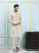 Riwaat.com Men Cream Embroidery Cotton Kurta Riwaat Embroidered