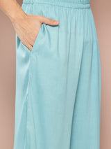 Men Turquoise Rayon Solid Pathani Sets