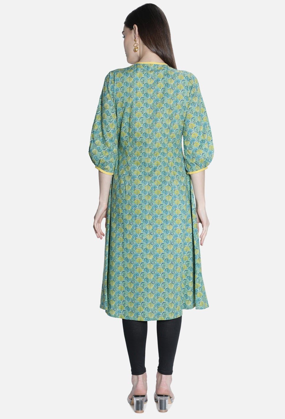 Women Green A-Line Abstract Printed Dress