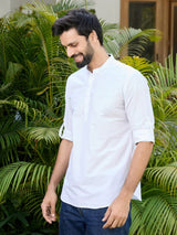 White Deluxe Cotton Short Kurta
