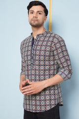 Men Multi Printed Circle Harmony Cotton Short Kurta