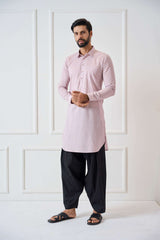 Men Baby Pink Regular Pure Cotton Pathani Kurta