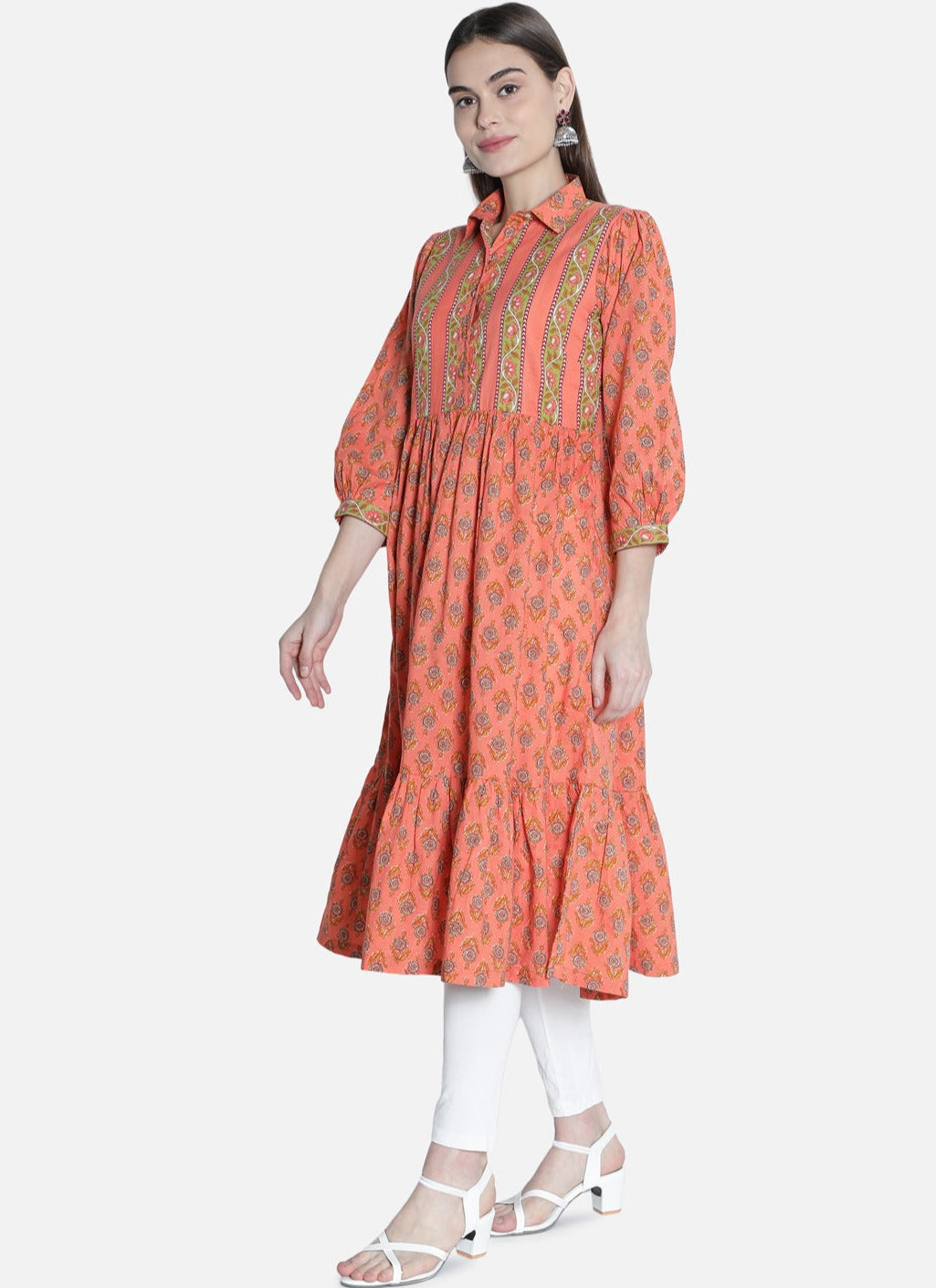 Women Coral Printed Dress