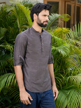 Men Pack Of 2 Pink & Brown Cotton Solid Short Kurta