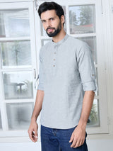 Gray Solid cotton Short Kurta