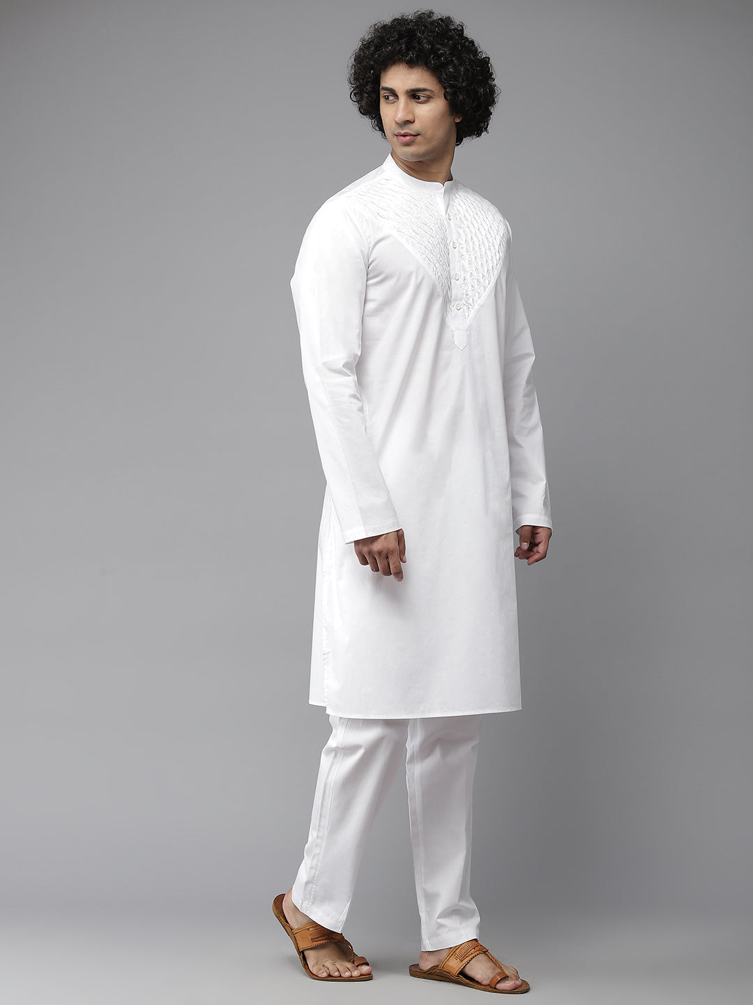 White Yoke Design Straight Kurta