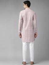 Men Beige Regular Pure Cotton Pathani Printed Men's Kurta