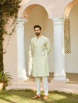 Men Champagne Glimmer Chanderi Silk Sequins Kurta