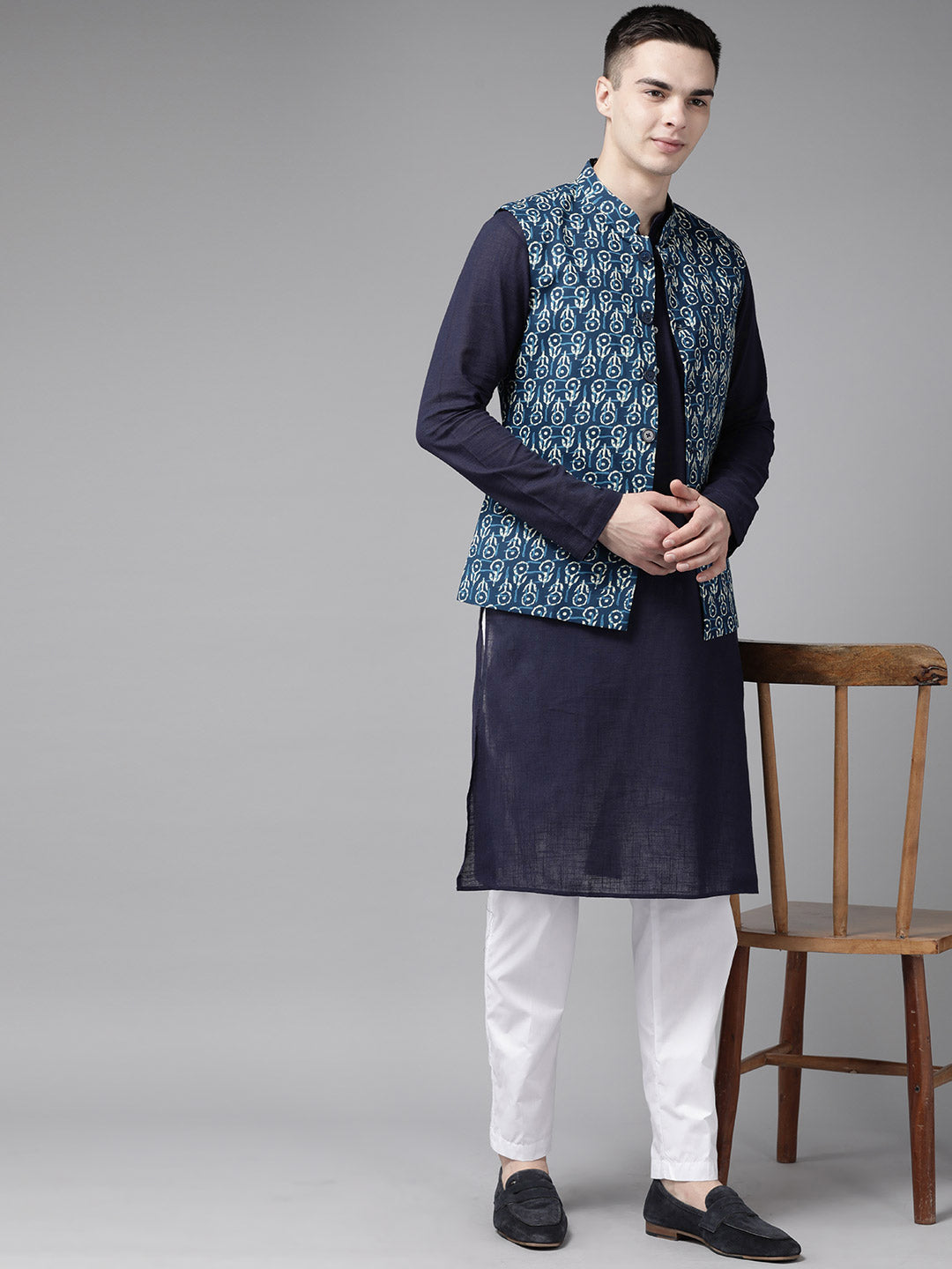 Men Nexa Classic Printed Pure Cotton Nehru Jacket