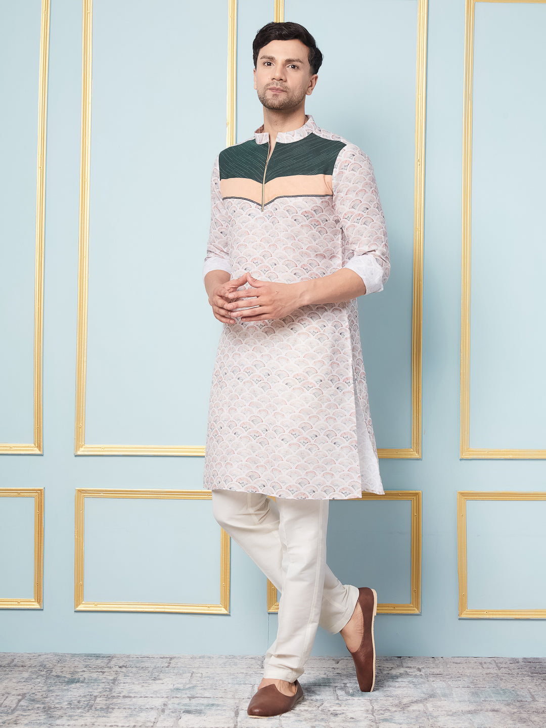 Men Multicoloured Printed Kurta With pyjama