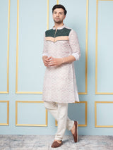 Men Multicoloured Printed Kurta With pyjama