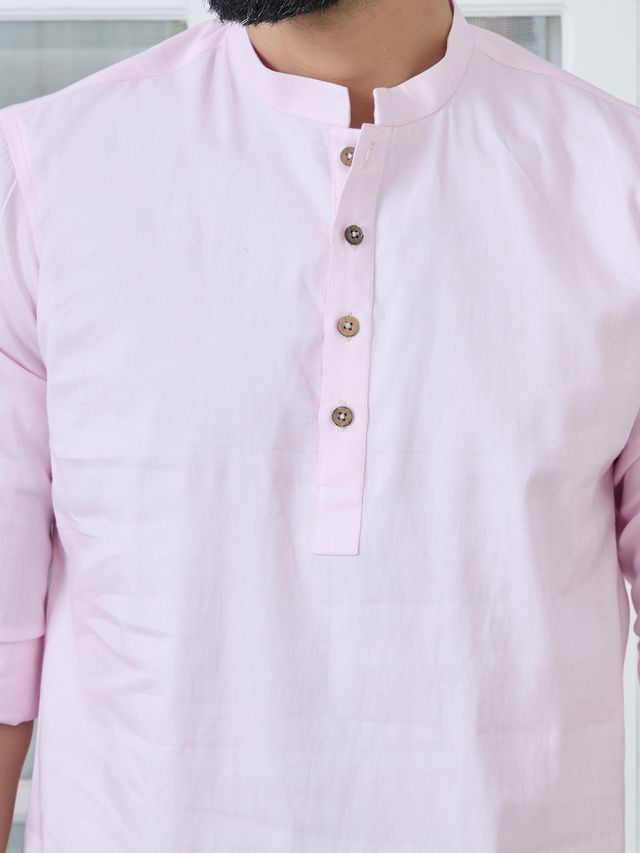 Men Pack Of 2 Pink Cotton Solid Short Kurta