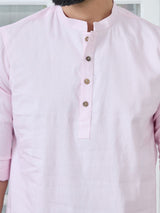 Men Pack Of 2 Pink Cotton Solid Short Kurta