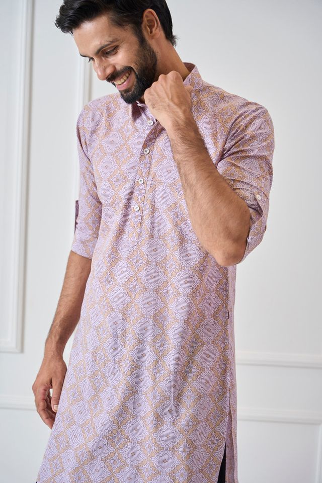 Men Beige Regular Pure Cotton Pathani Kurta