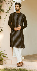 Men Twilight Elegance Chanderi Silk Sequins Kurta