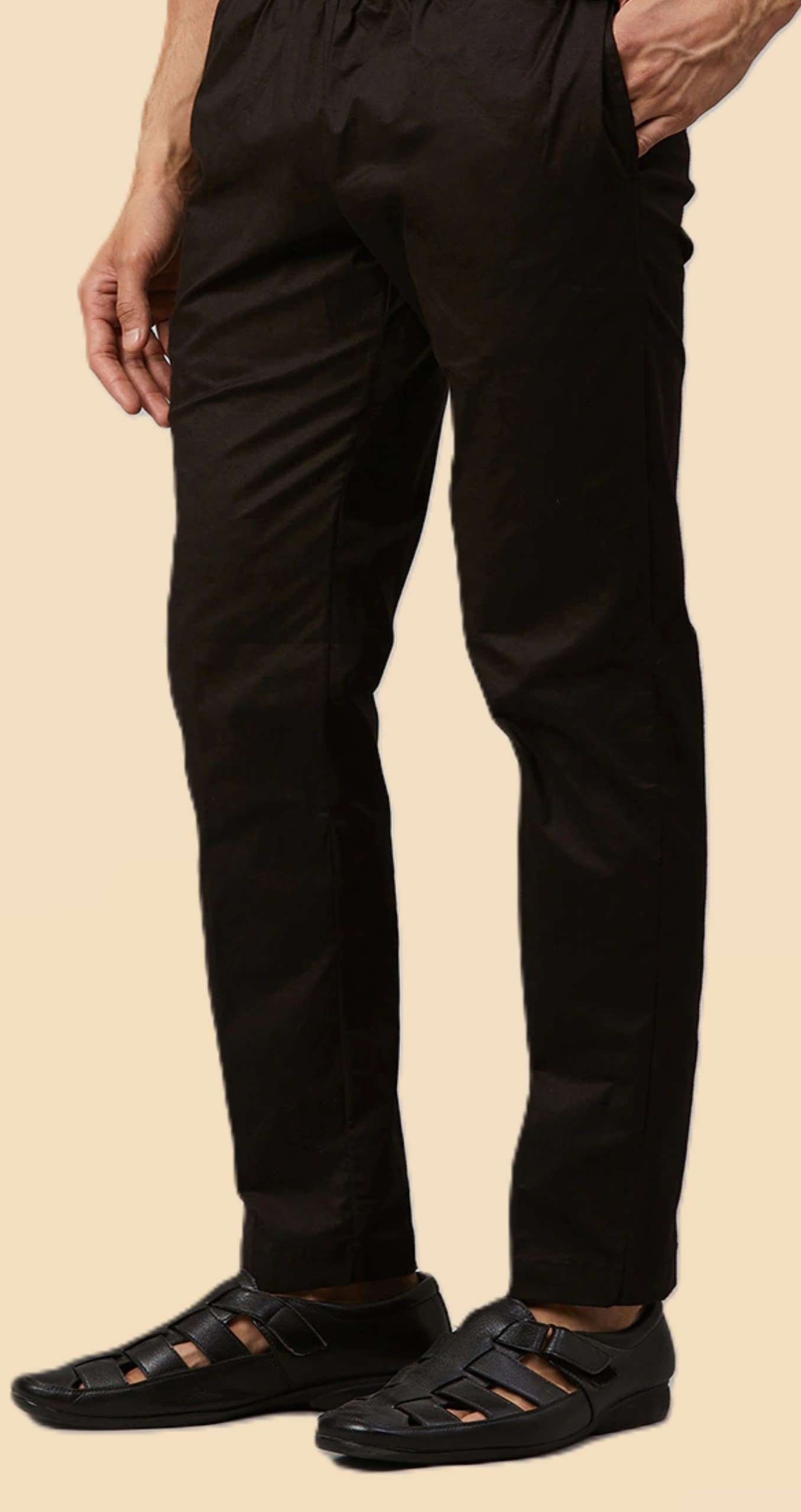 Men Black Solid Pajama