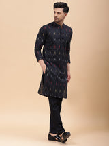 Men Black & Red, Yellow,White Pure Cotton Printed Straight Kurta