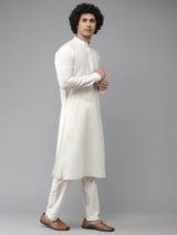 Riwaat.com Men Green & White Solid Kurta Pajama With Nehru jacket Riwaat Indo Western Mehendi