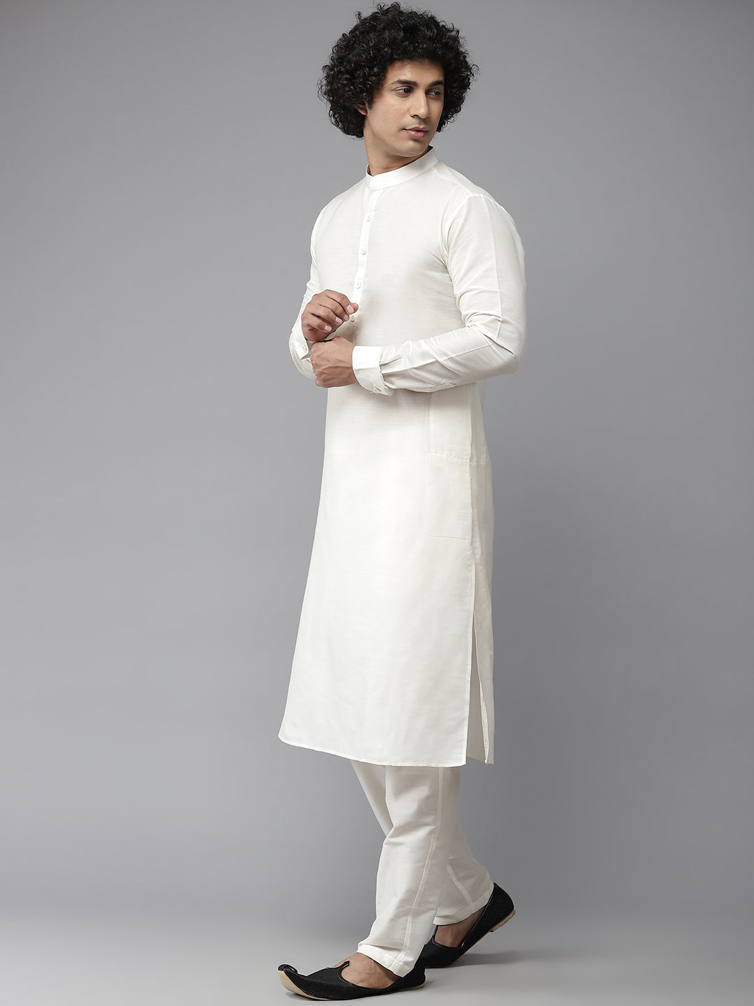 Riwaat.com Men Lime Yellow & White Solid Kurta Pajama With Nehru Jacket Riwaat Haldi Indo Western