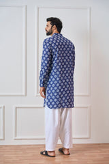 Men Indigo Regular Pure Cotton Pathani Kurta
