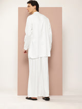 Men White Rayon Solid Pathani Sets