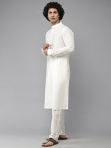 Riwaat.com Men White Solid Kurta Pajama With Midnight Bloom Nehru jacket Riwaat Indo Western